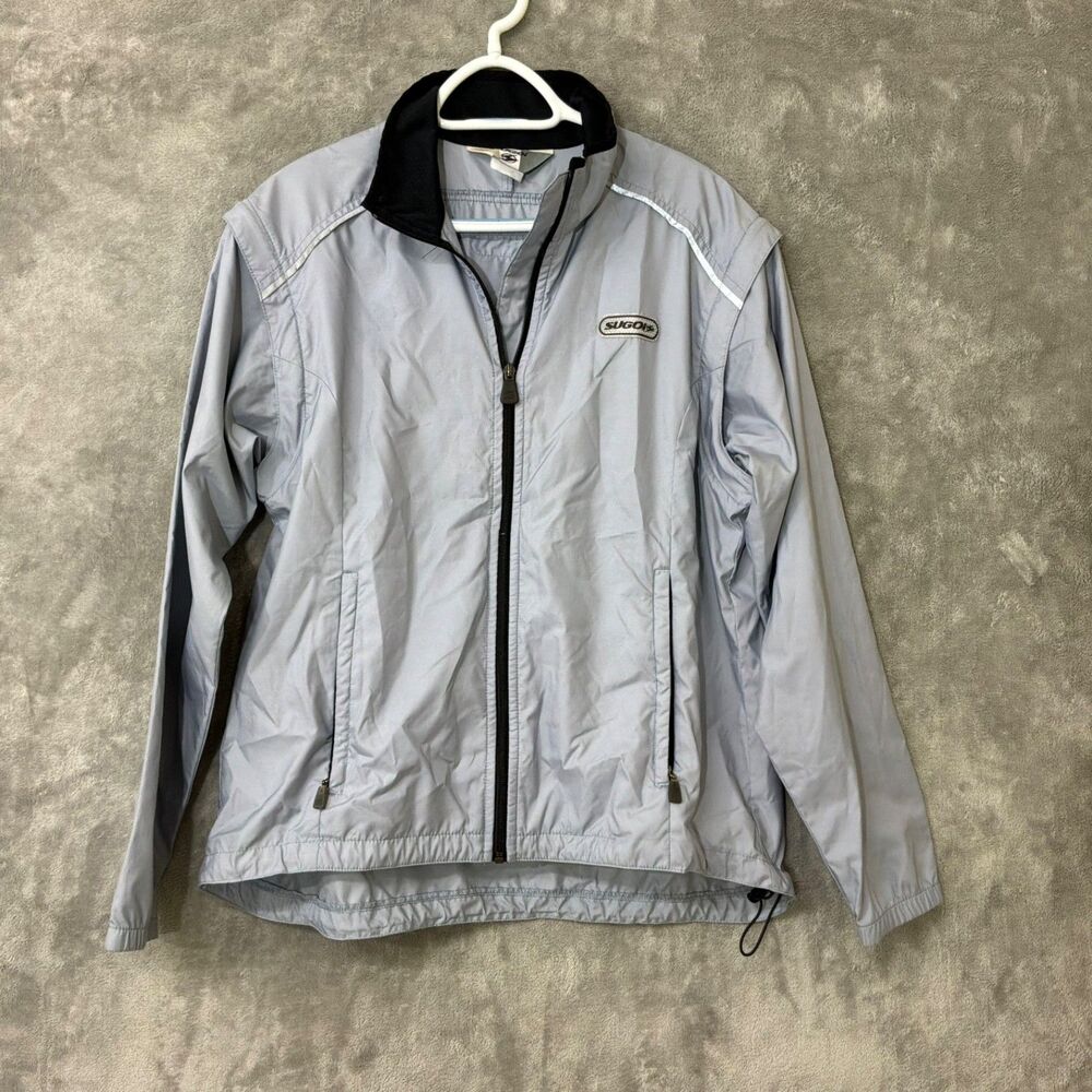 Sugoi Mens Cycling Running full zip Jacket Sz Large Gray Reflective